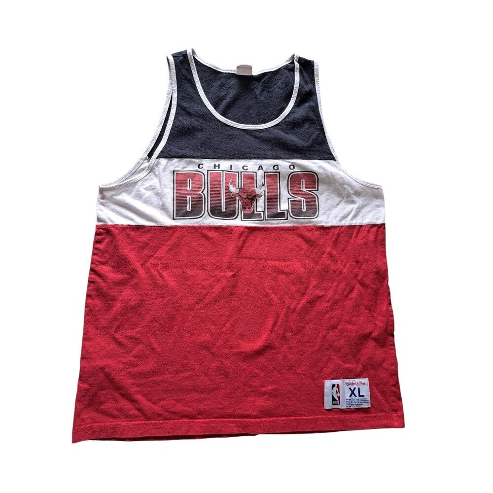 NBA Chicago Bulls Mitchell & Ness Colorblock Tank Top XL Red/White/Black Retro